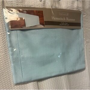 HOMETRENDS‎ Blue Classic Hemstitch 13x72 Table Runner Polyester Discontinued NEW